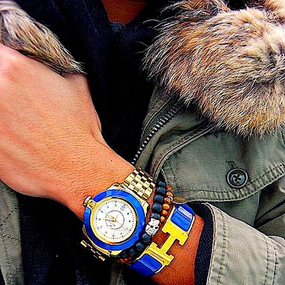 Techno Com By KC w Genuine Diamonds Mother of Pearl Dial Leather Band✨ - Picture 12 of 15